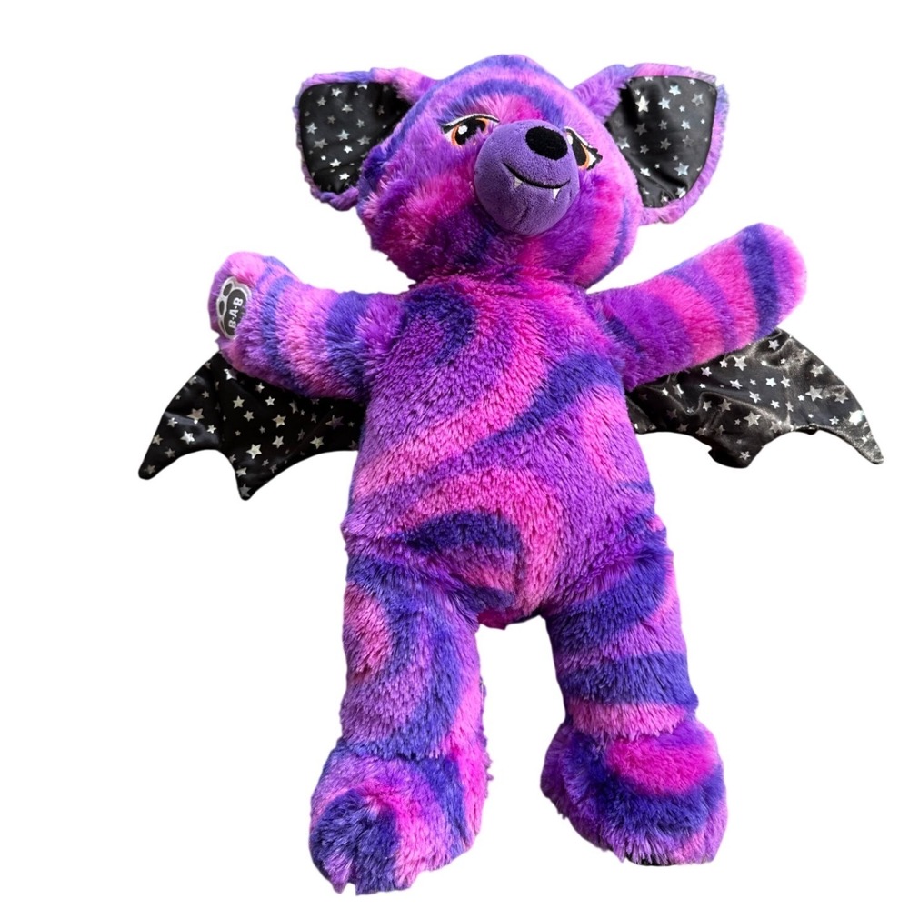 Build A Bear Boo-rific Bat Plush Purple Pink Swirl Star Wings Halloween Stuffed